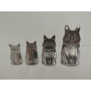 Family Cats Measuring Spoons Nesting Pewter Roosfoos Goods Tablespoon Teaspoon